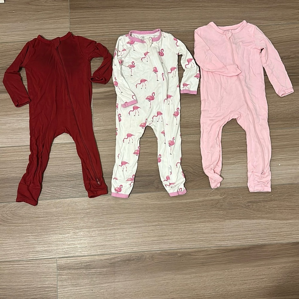 Bundle of 3 Kyte Baby zippered rompers, size 12-18 months